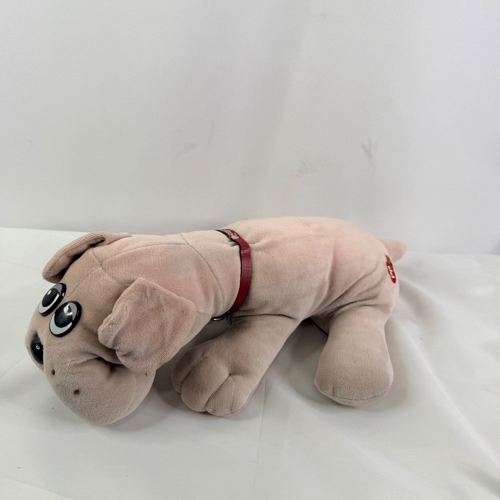 Vintage 1980s Tonka Pound Puppies Tan Plush Dog with Red Collar Retro Toy